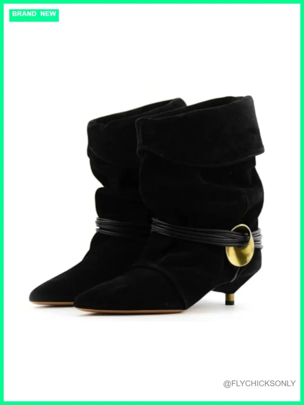 Slouchy Pointed Toe Kitten Heel Ankle Booties Suede Pull-On Wide Calf